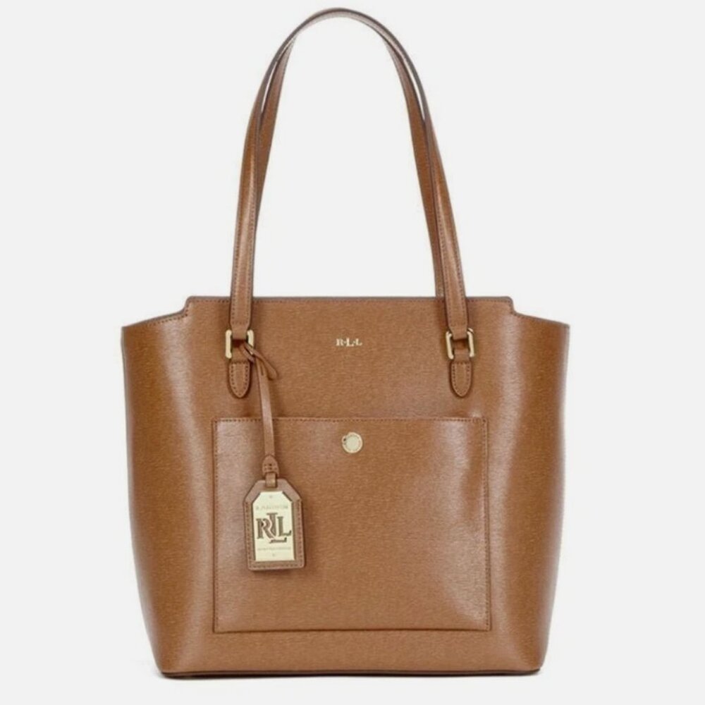 Lauren Ralph Lauren Women's Newbury Modern Pocket Tote - Tan Leather